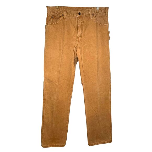 Dickies Relaxed Fit Sanded Duck Carpenter Pants Men's 34x32 DU336 Brown Cotton - Picture 1 of 12